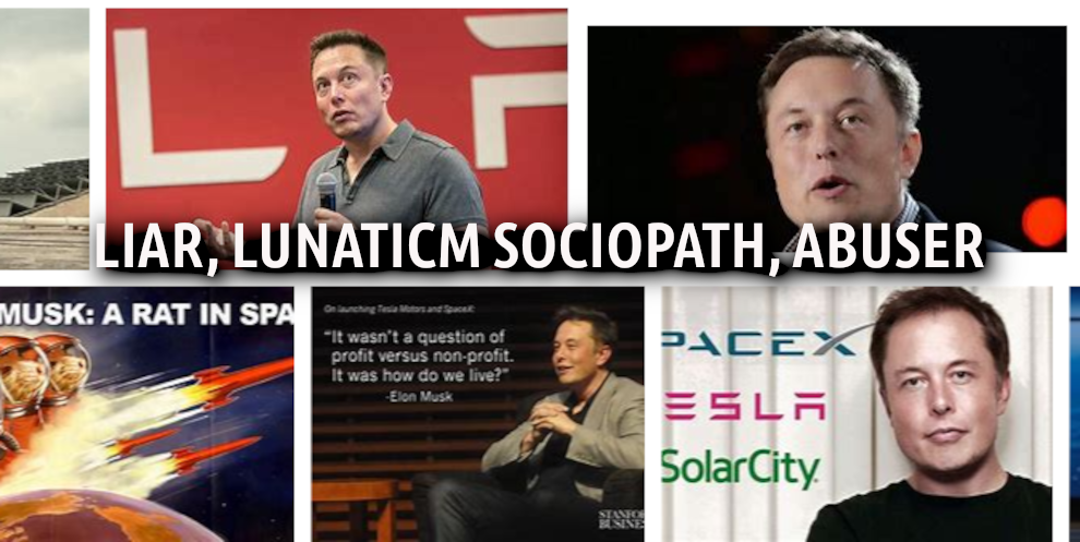 ELON-MUSK-IS-A-CROOKvvv-Elon-Musk-Corruption-And-Crappy-Engineering-Make-Tesla-Cars-So-Unsafe-MUSK-675x339
Keywords: Rare Earth Mines Of Afghanistan, New America Foundation Corruption, Obama, Obama Campaign Finance, Obama FEC violations, Palo Alto Mafia, Paypal Mafia, Pelosi Corruption, Political bribes, Political Insider,  Eric Schmidts Sex Penthouse, SEC Investigation