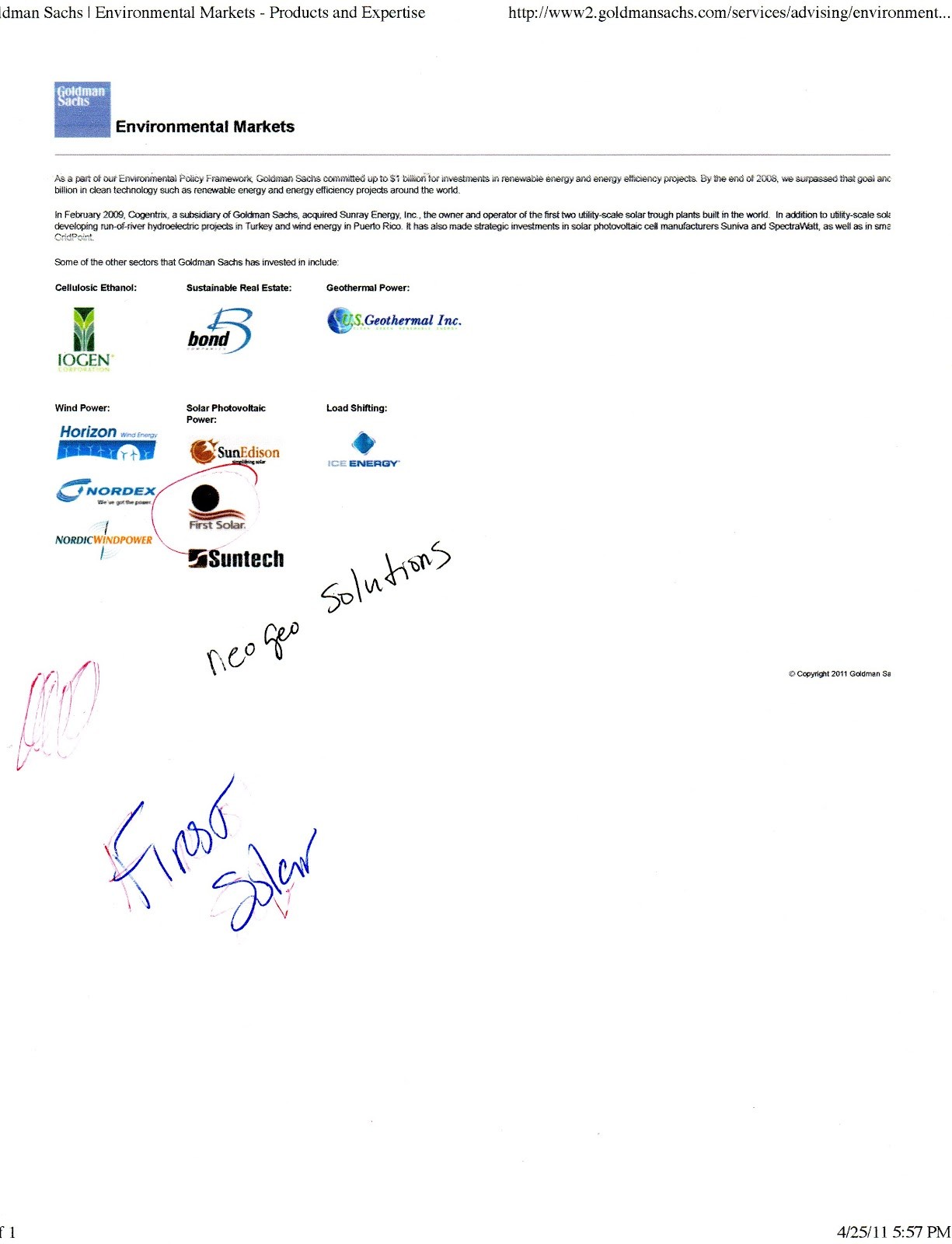 GoldmanSacs_Environmental Markets_2011 ELON MUSK IS A CROOK AND SCAMMER
Keywords: Rare Earth Mines Of Afghanistan, New America Foundation Corruption, Obama, Obama Campaign Finance, Obama FEC violations, Palo Alto Mafia, Paypal Mafia, Pelosi Corruption, Political bribes, Political Insider,  Eric Schmidts Sex Penthouse, SEC Investigation