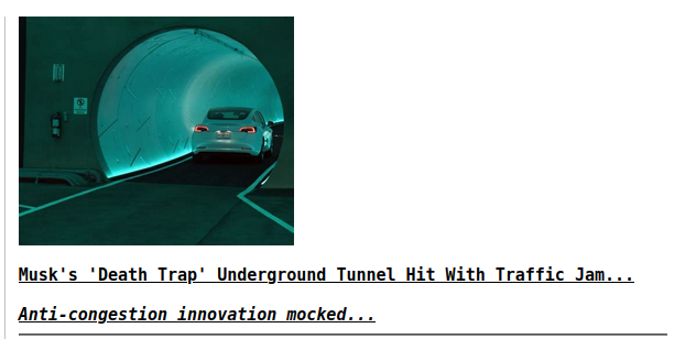 MUST TUNNEL IS DEADLY DANGEROUS - MUSK
Keywords: Rare Earth Mines Of Afghanistan, New America Foundation Corruption, Obama, Obama Campaign Finance, Obama FEC violations, Palo Alto Mafia, Paypal Mafia, Pelosi Corruption, Political bribes, Political Insider,  Eric Schmidts Sex Penthouse, SEC Investigation